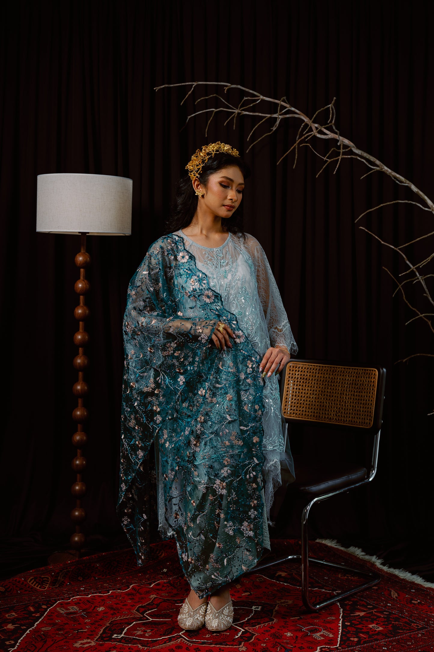 Azalea Bejewelled Selendang in Burgundy Plum