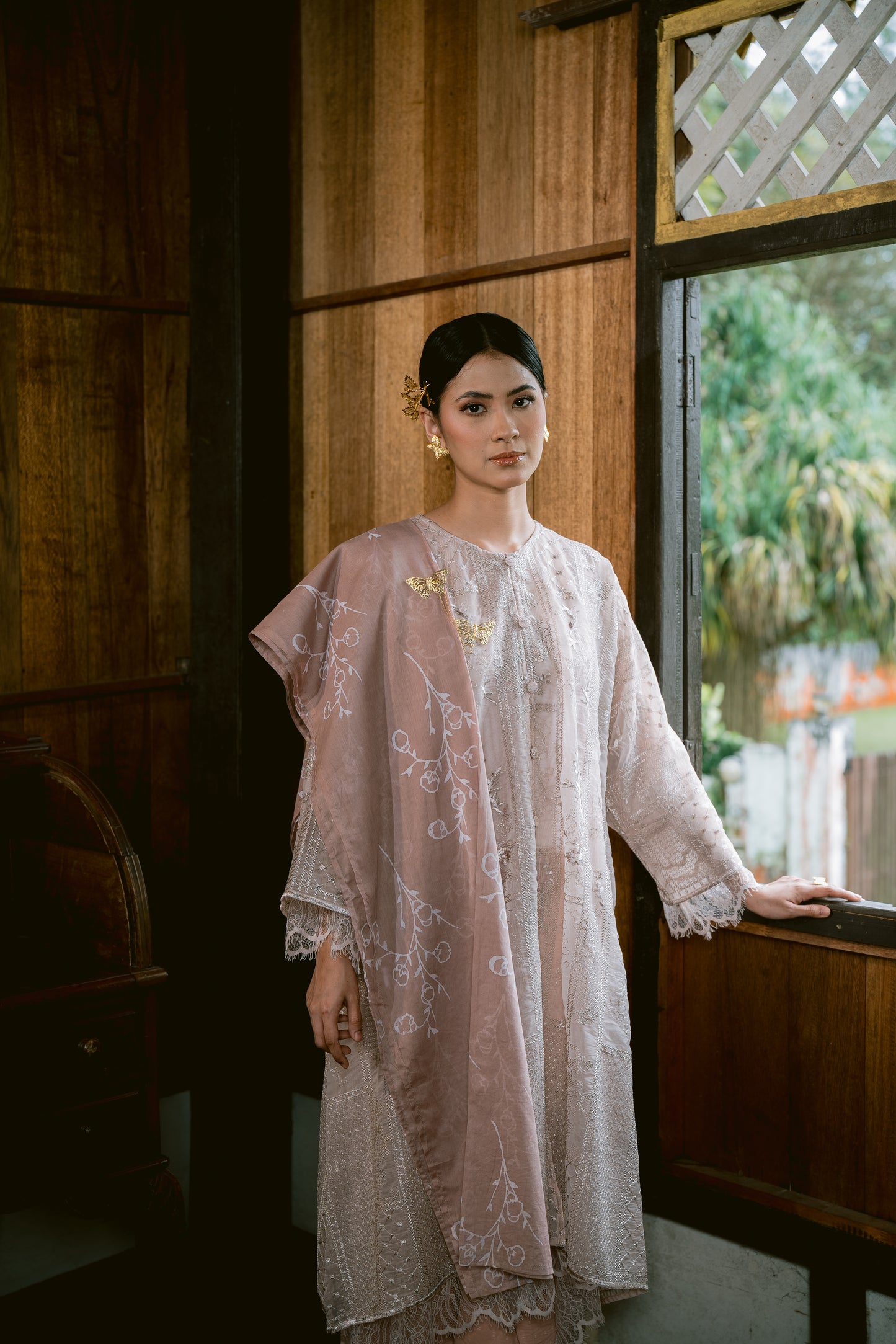 Citra Hand-Blocked Batik Selendang in Navy Blue