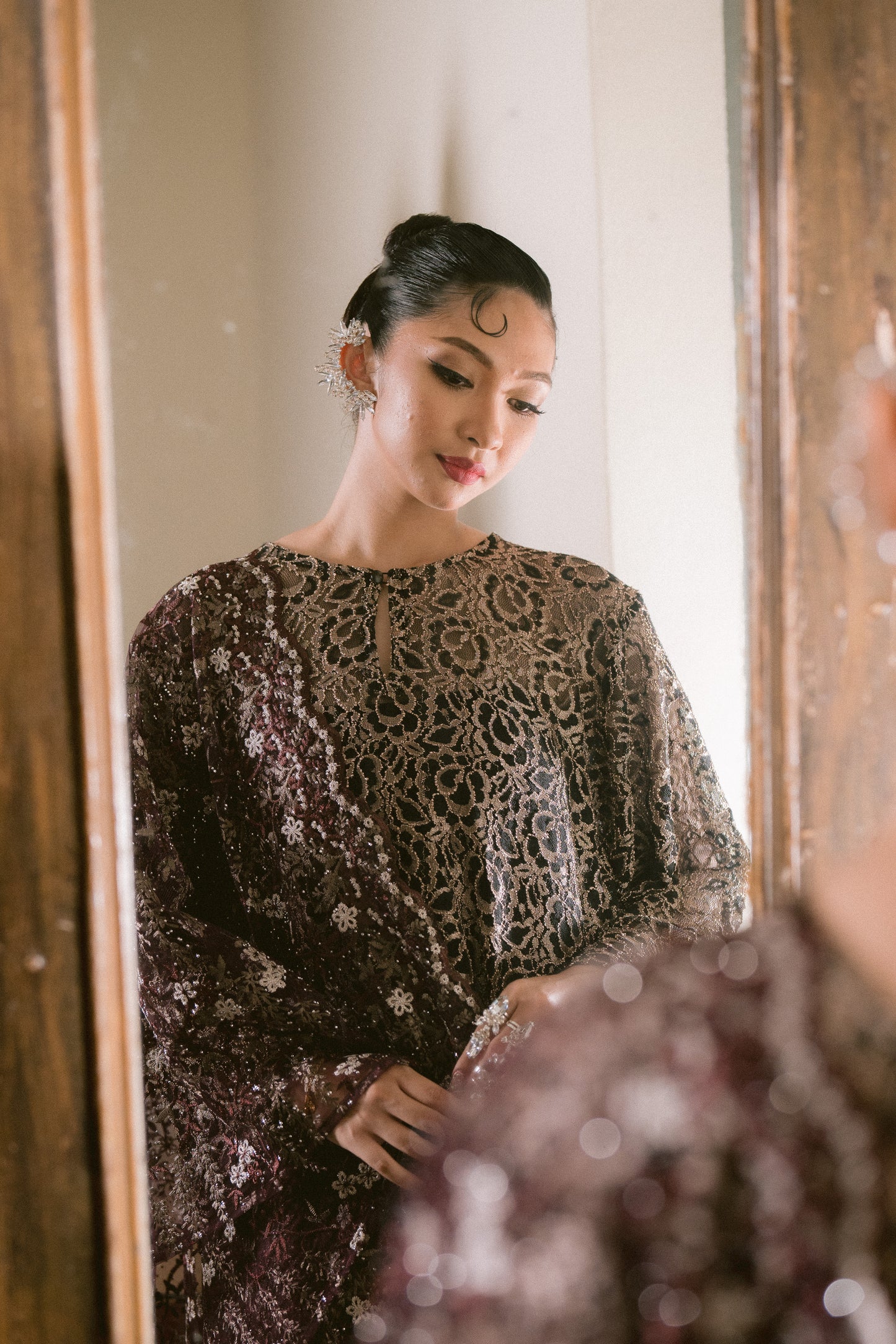 Asmara Lace Kurung Top in Black