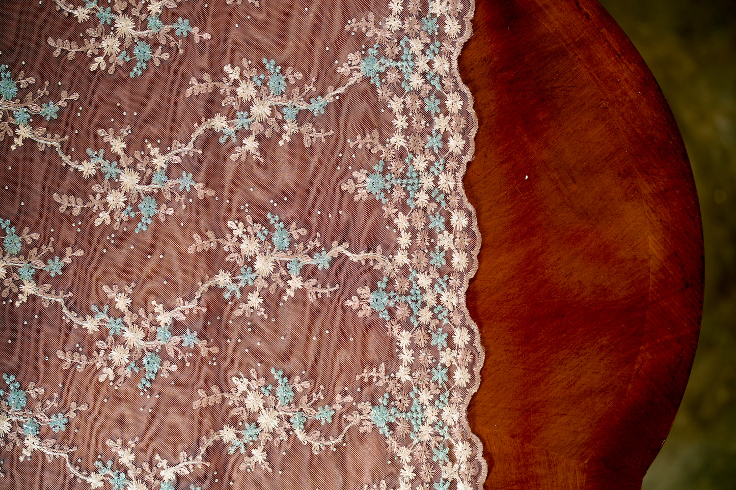 Purnama Bejewelled Selendang in Pink Blush, Peach & Powder Blue
