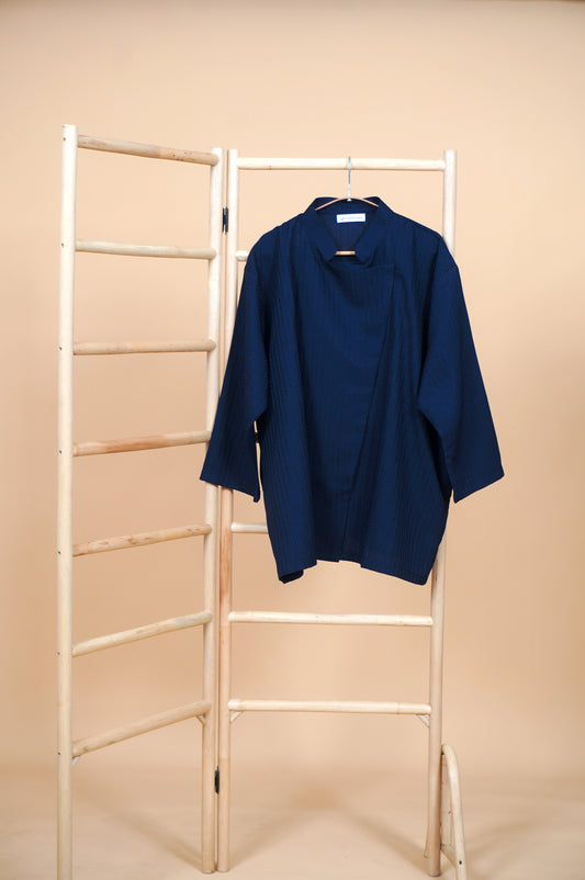 Abadi Janggan Unisex Boxy Top in Dark Blue