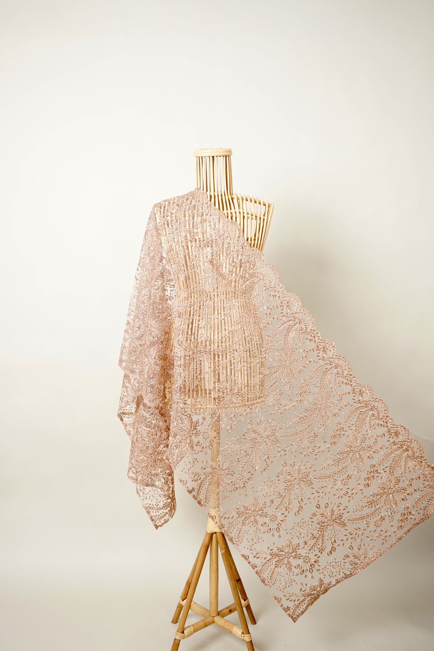 Rimba Tunas Bejewelled Selendang in Caramel Champagne