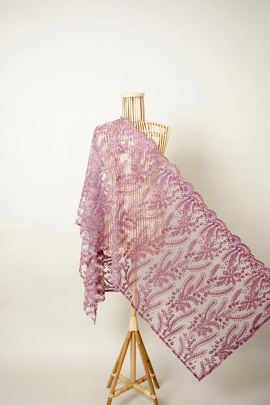 Rimba Tunas Bejewelled Selendang in Rich Plum