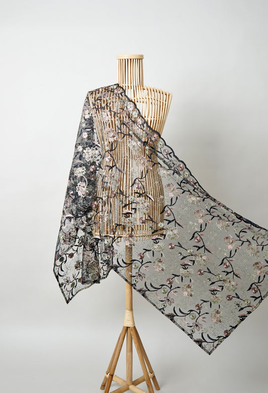Jasmin Bejewelled Selendang in Black