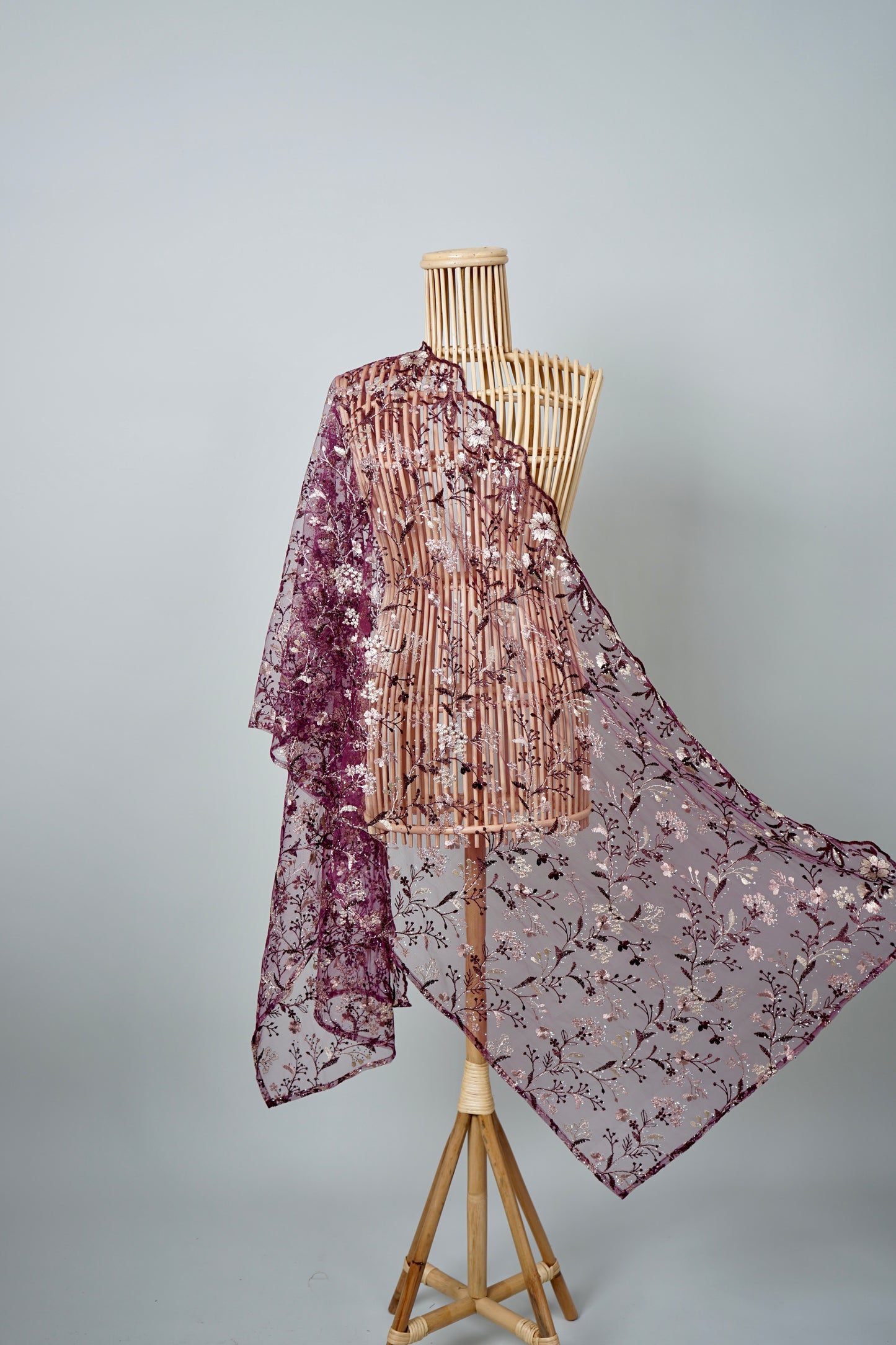 Azalea Bejewelled Selendang in Burgundy Plum