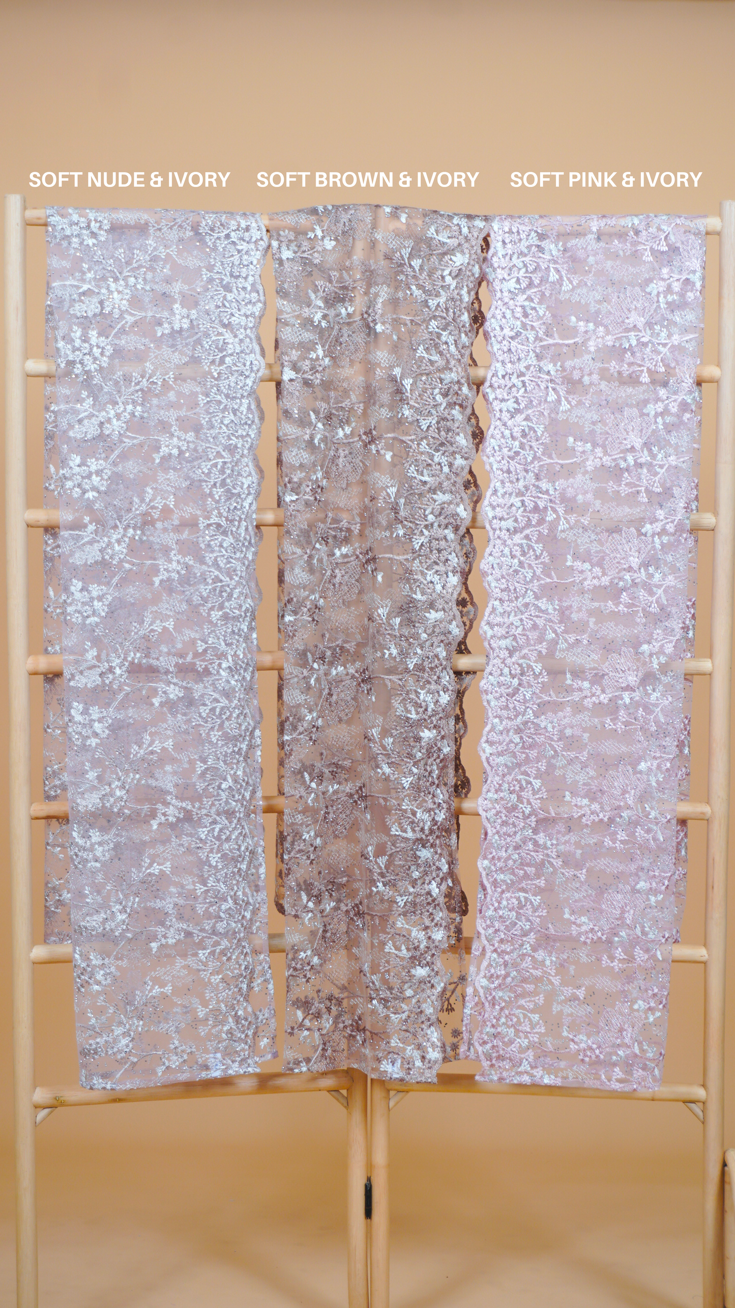 Purnama Bejewelled Selendang in Soft Nude & Ivory