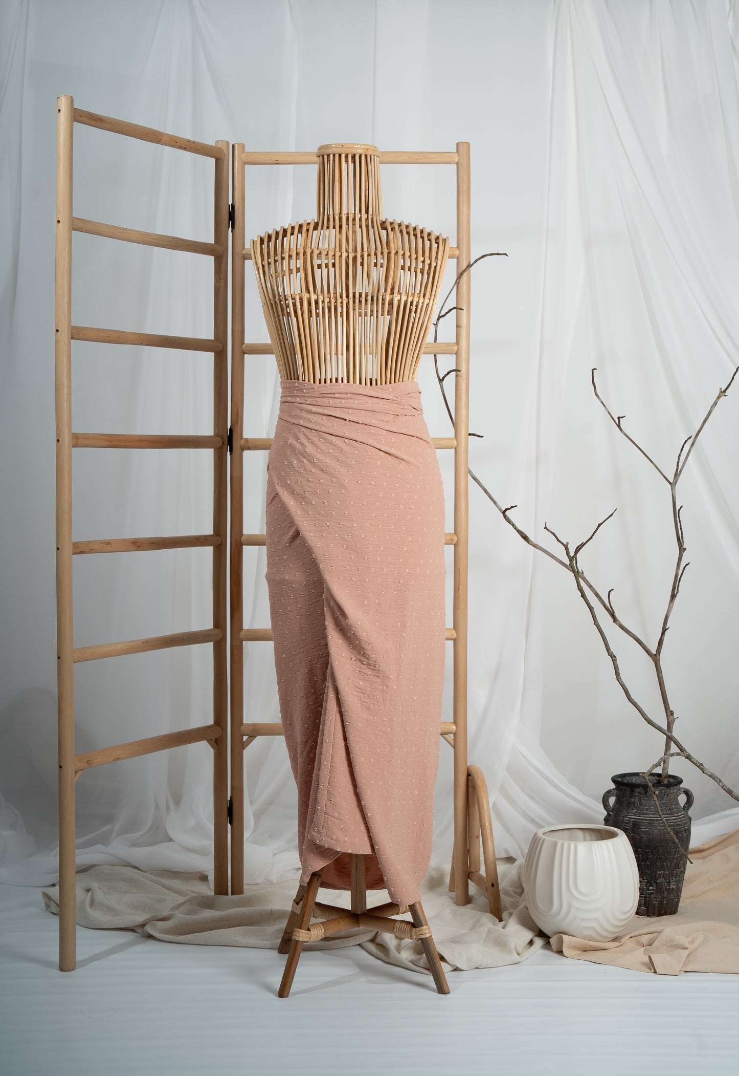 Seri Non-Slit Instant Textured Pareo in Salmon Pink
