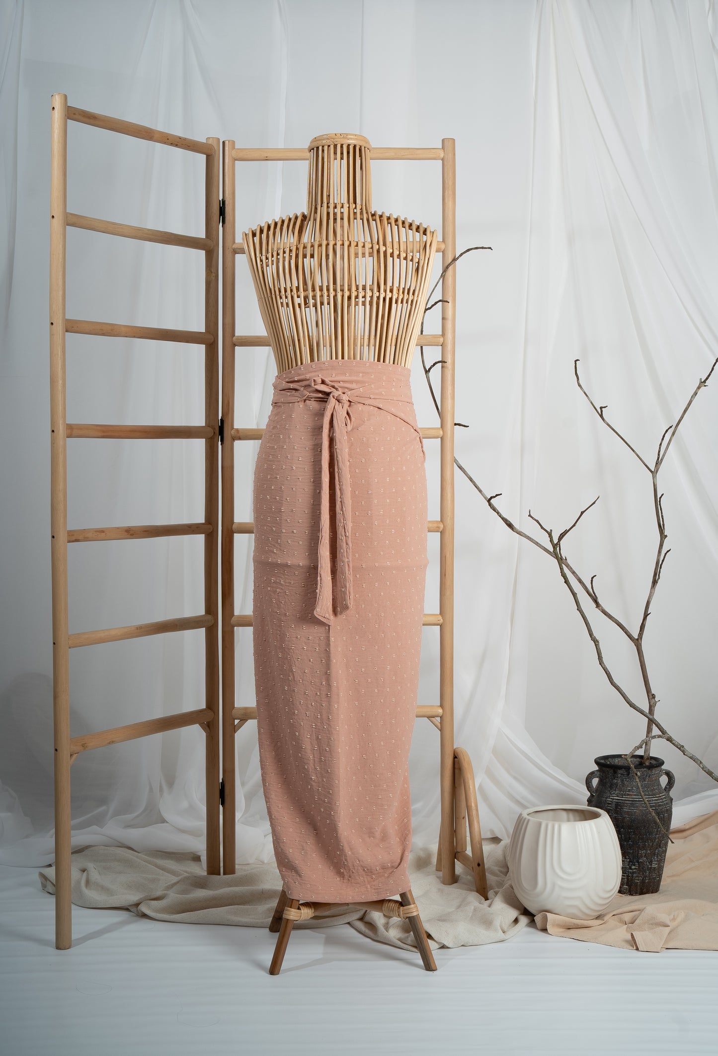 Seri Non-Slit Instant Textured Pareo in Salmon Pink