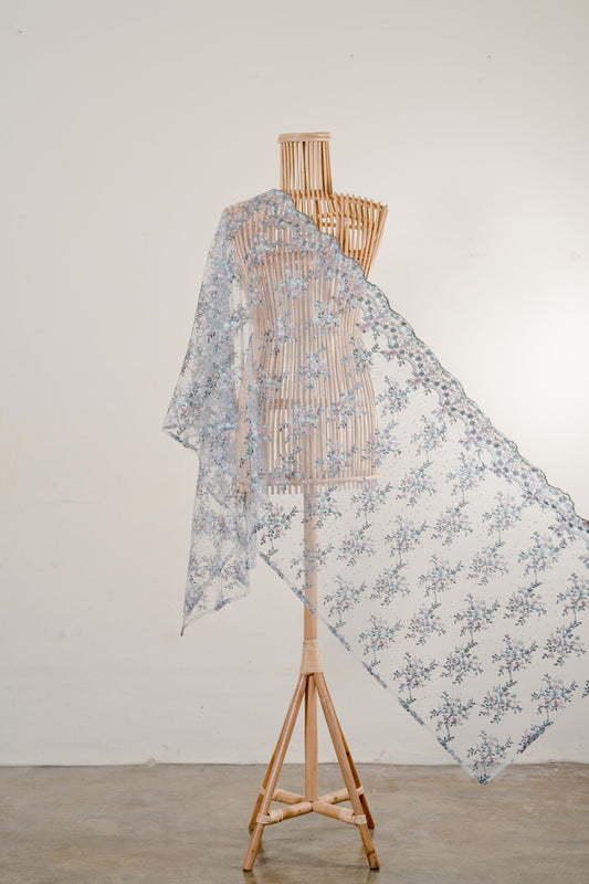 Purnama Bejewelled Selendang in Dusty Teal, Lilac & Seafoam