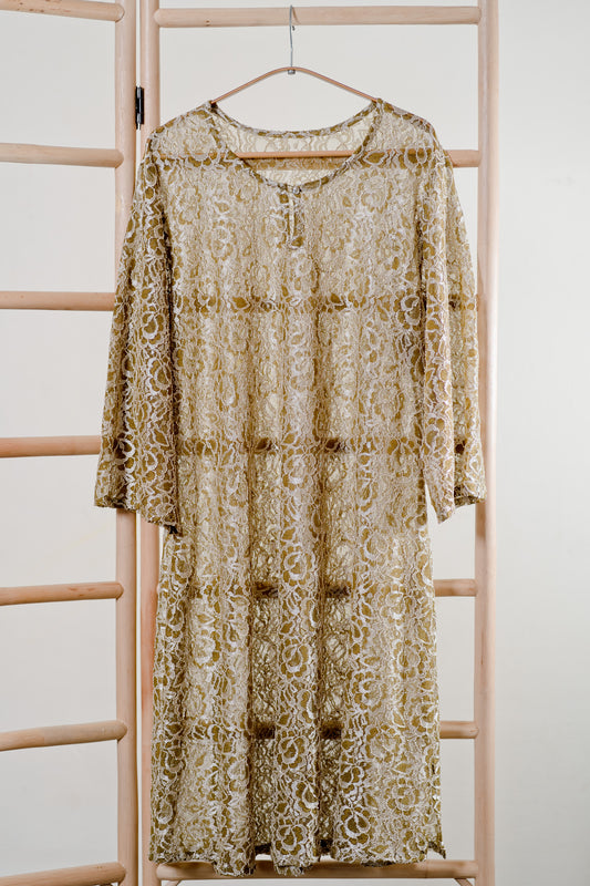 Asmara Lace Kurung Top in Soft Olive Green