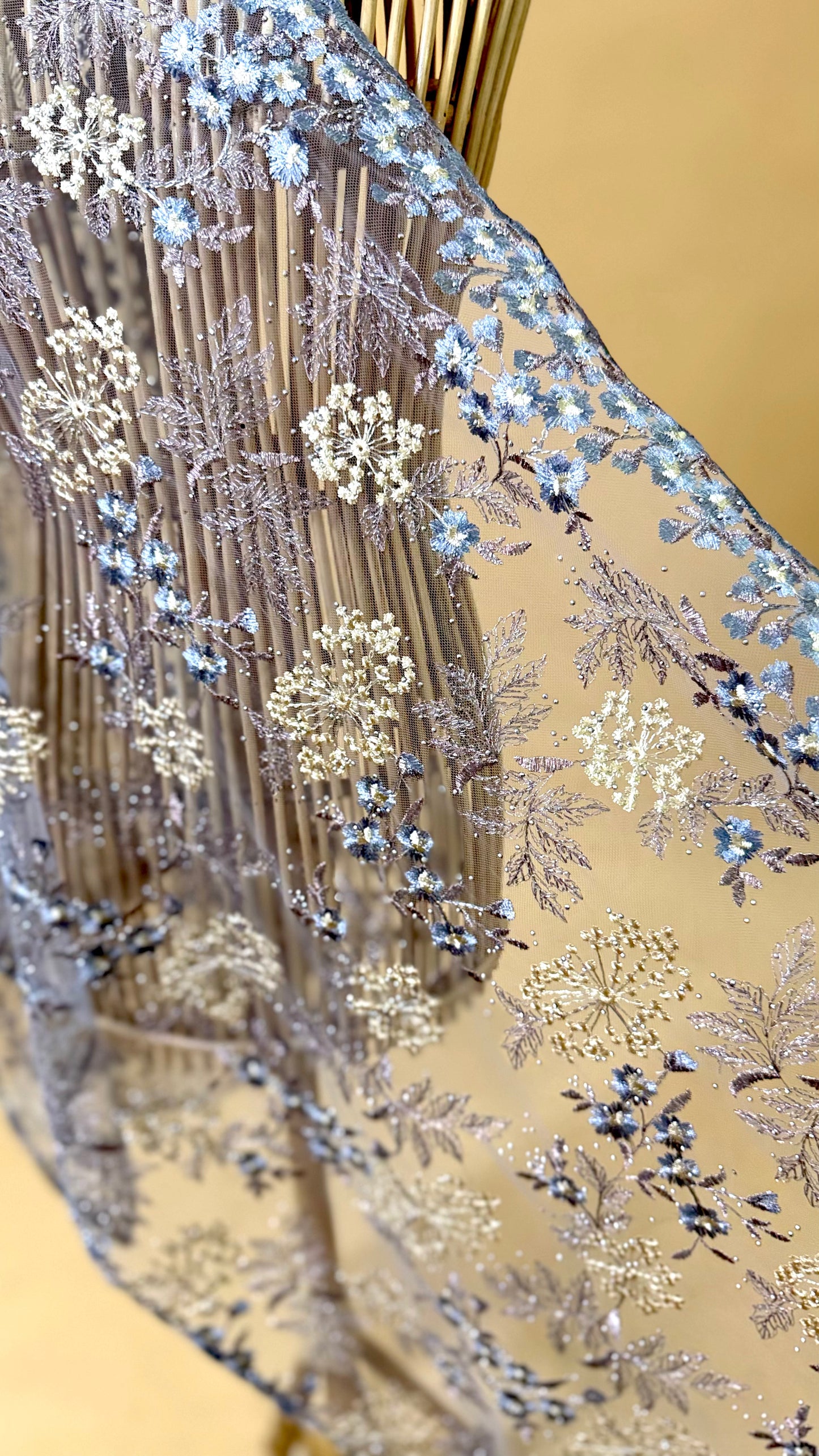 Purnama Bejewelled Selendang in Dusty Lavender, Butter Yellow & Powder Blue