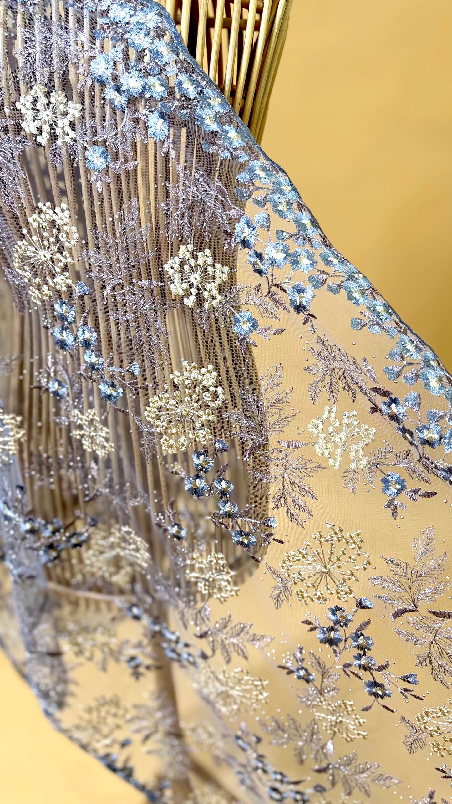 Purnama Bejewelled Selendang in Dusty Lavender, Butter Yellow & Powder Blue