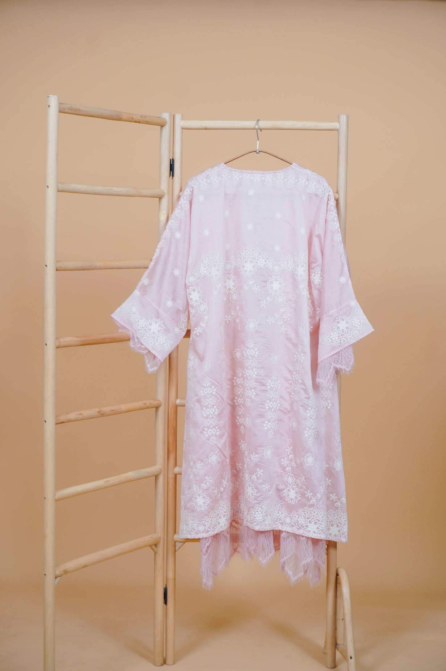 Kasih Lace Kurung Top in Soft Pink with Ivory Embroidery