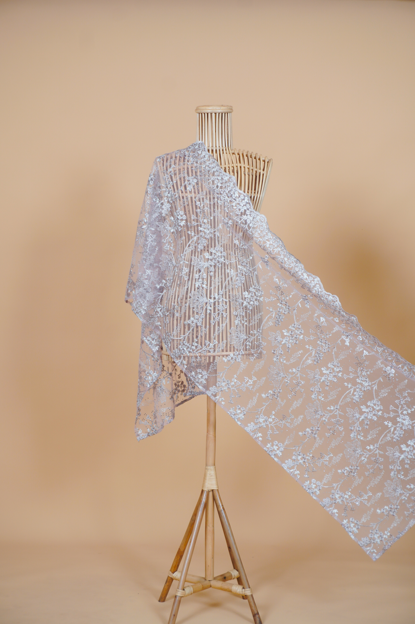 Purnama Bejewelled Selendang in Soft Nude & Ivory