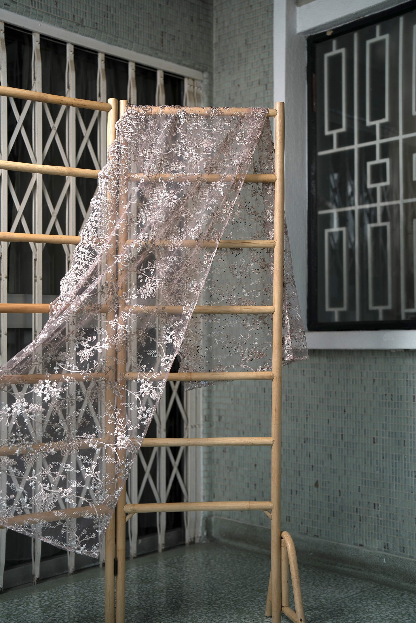 Purnama Bejewelled Selendang in Soft Nude & Ivory