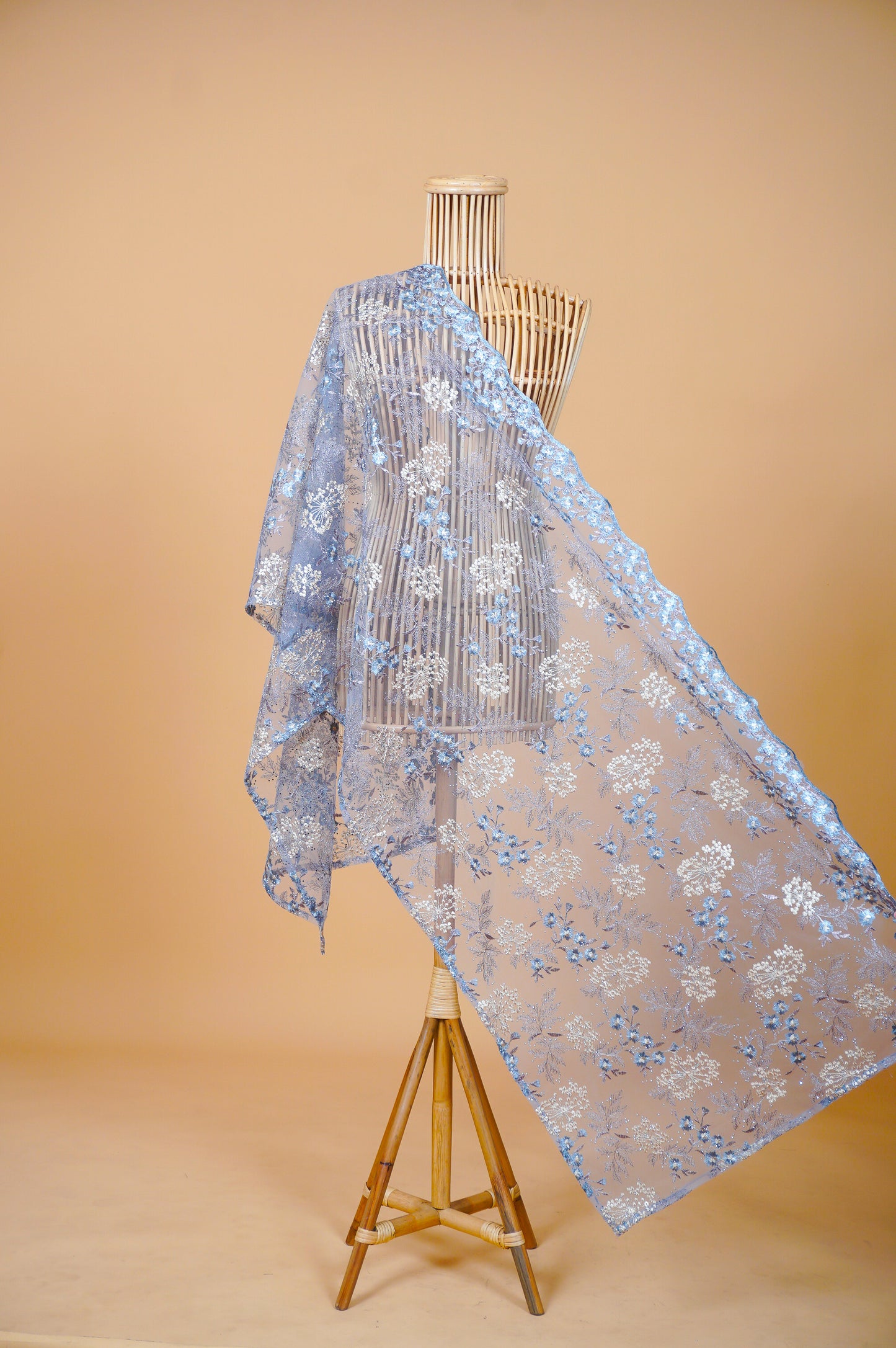 Purnama Bejewelled Selendang in Dusty Lavender, Butter Yellow & Powder Blue