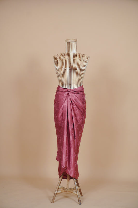 Indah Non-Slit Instant Embossed Pareo in Pink Rose